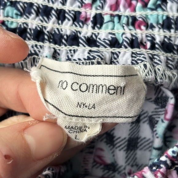 No Comment Blouse Women’s Small Multicolor Floral Off the Shoulder ¾ Sleeve Boho - Picture 4 of 10